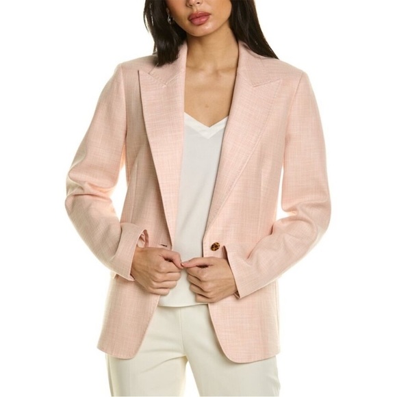 NWT Lafayette 148 Carol Melange Jacket Blazer Wool Silk Single Button Career 10